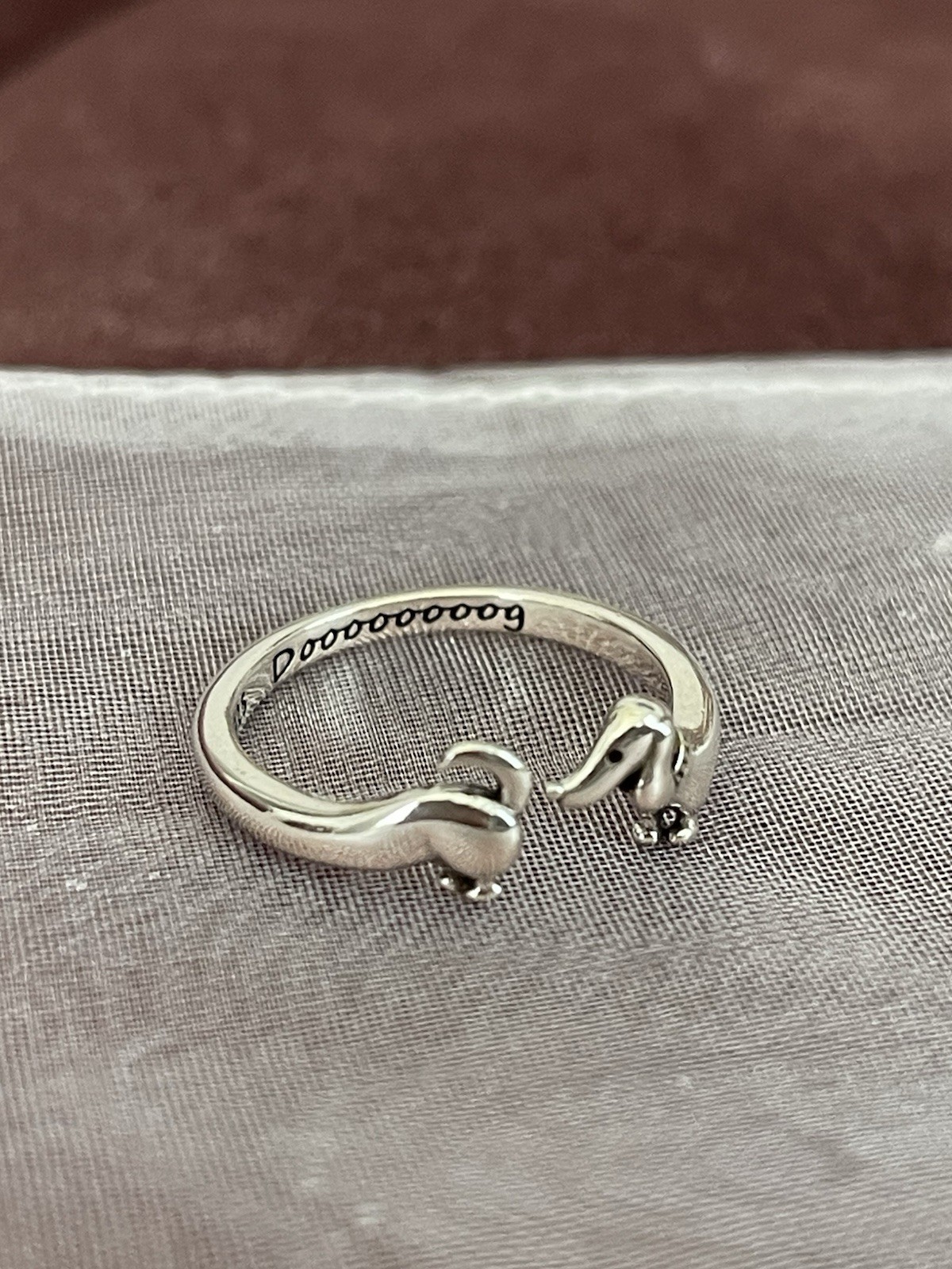 Dachshund Adjustable Ring Dog Genuine 925 Sterling Silver
