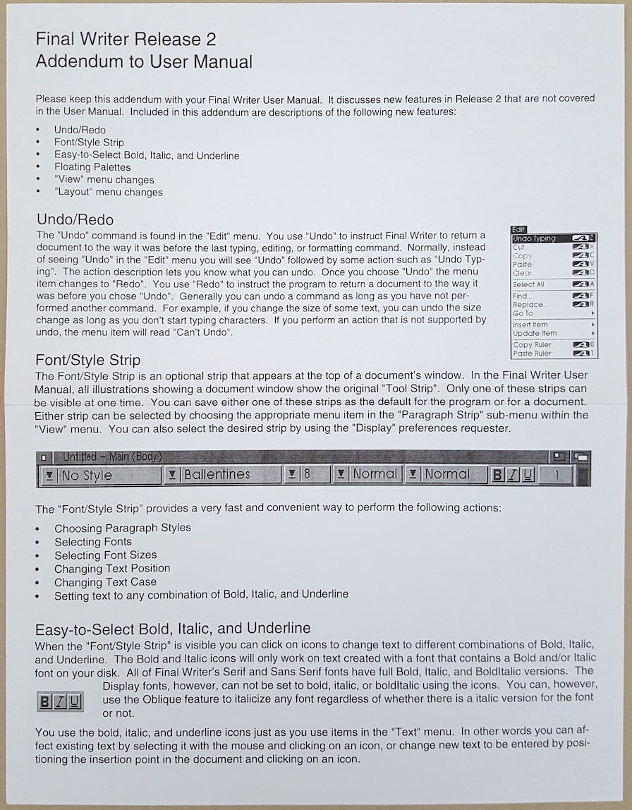 Final Writer Release 2 ©1994 SoftWood Word Processor for Commodore Amiga