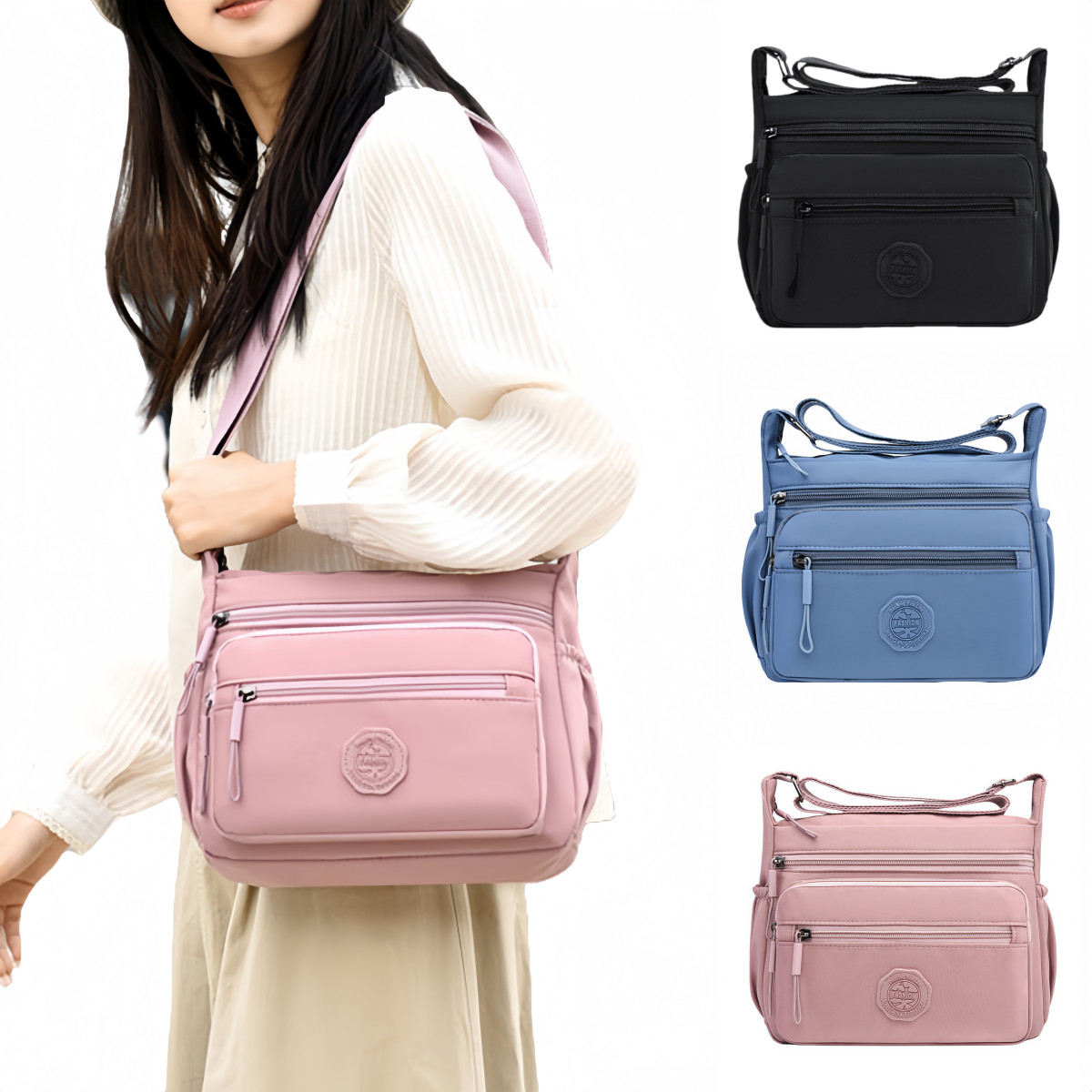Fashion Shoulder Bag Women's Crossbody Bag Multi-Pocket Design Adjustable Strap