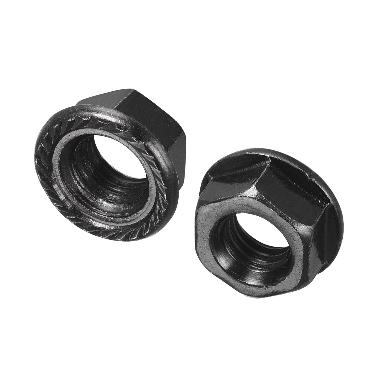 20pcs M8 Serrated Flange Hex Lock Nuts Carbon Steel Black Oxide Finished