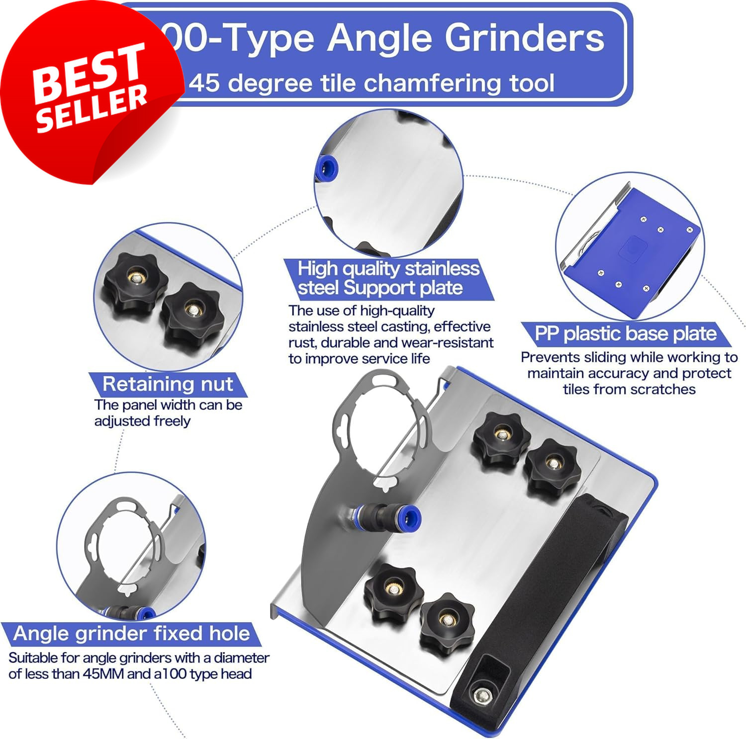 45° Tile Chamfering Tool for Angle Grinder Precise Ceramic Tile Cutting Stand