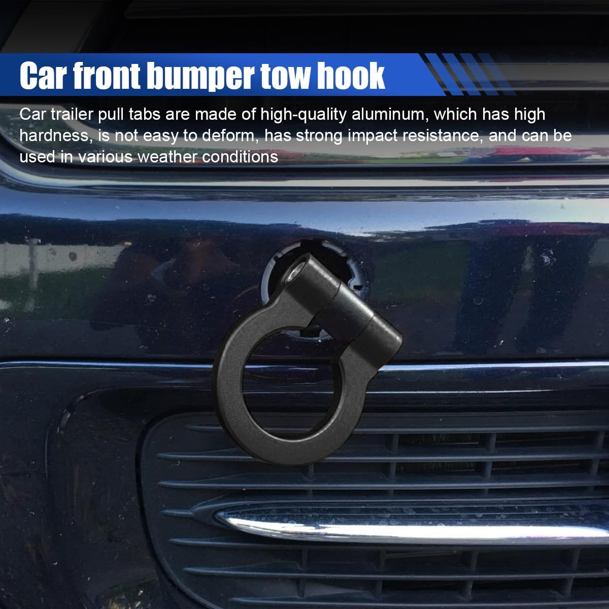 Car Front Bumper Tow Hook, Trailer Grappling Hook with Screw-In Design, Waterpro