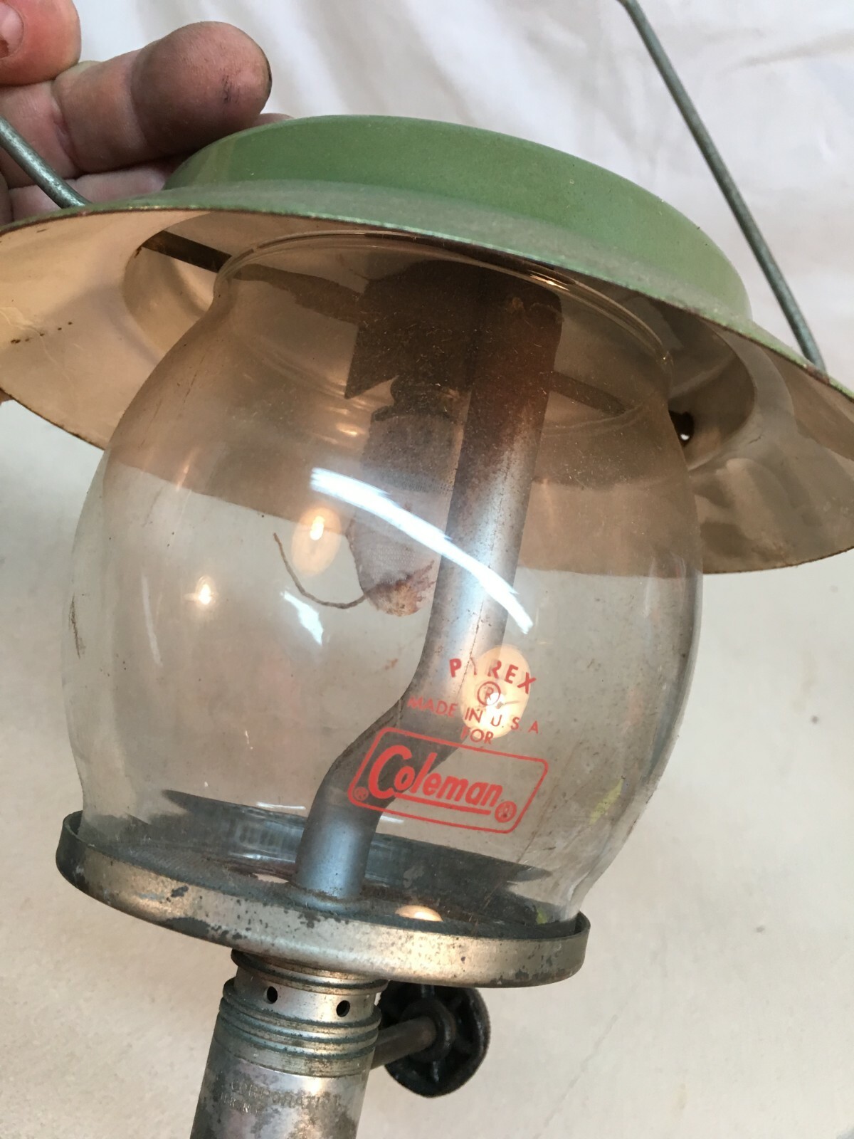 vintage Coleman lantern 4.5in Glass Shade And Top Parts Repair