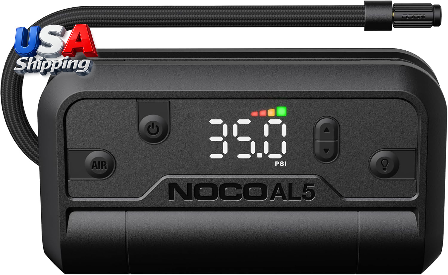 Air AL5: Cordless Tire Inflator – Portable Rechargeable Air Compressor with USB-