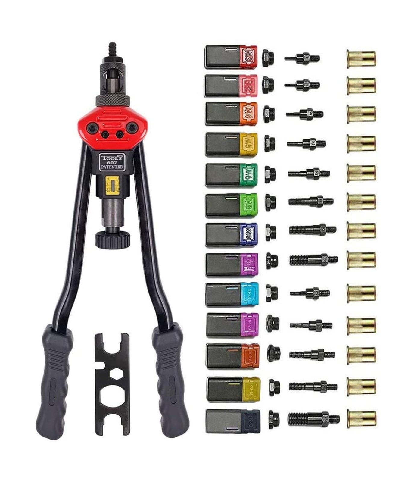 16”Hand Rivet Nut Tool,Professional Rivet Nut Setter Kit with 13 Mandrels&