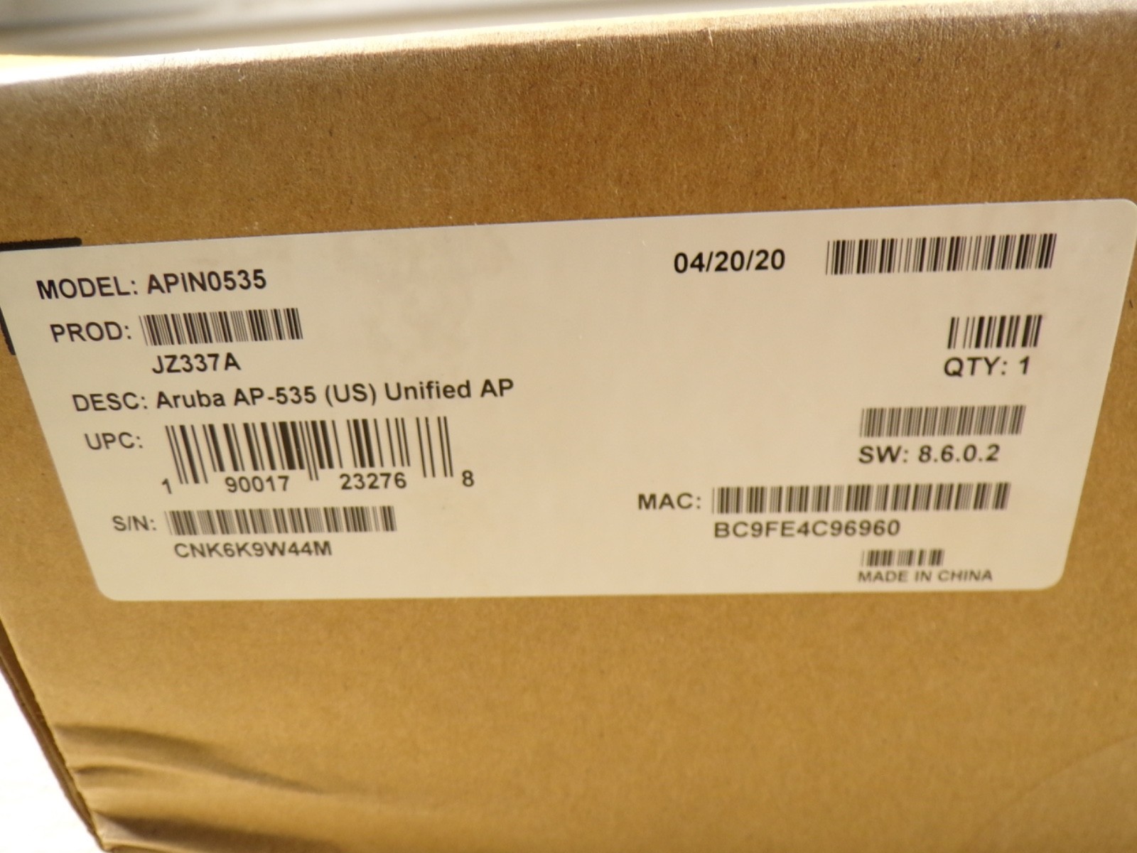 ARUBA AP-535 WIFI 6 WIRELESS ACCESS POINT JZ337A