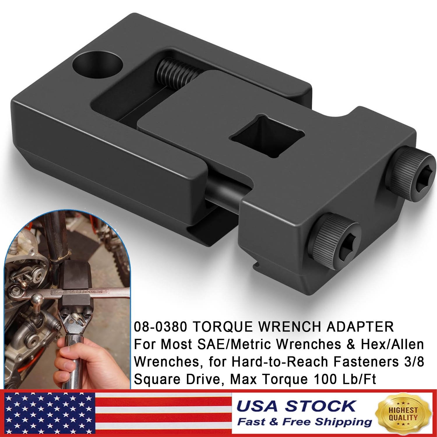 for Motion Pro Adjustable Torque Wrench Adapter 08-0380