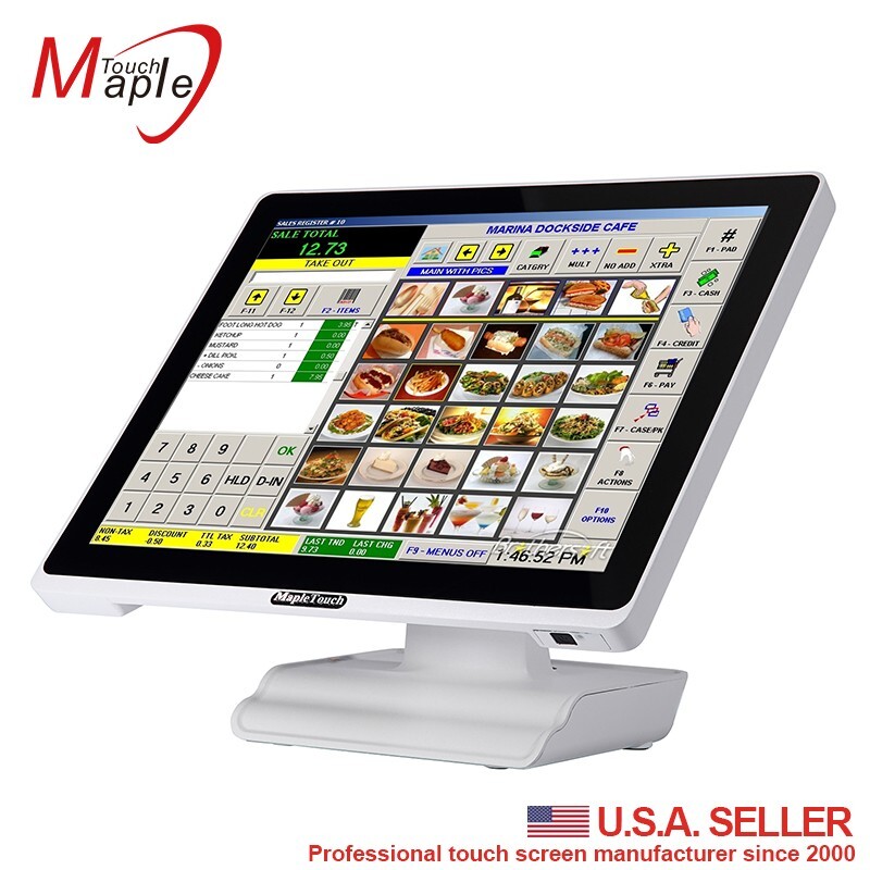 White POS system touch computer all in one J1900/8G/128SSD