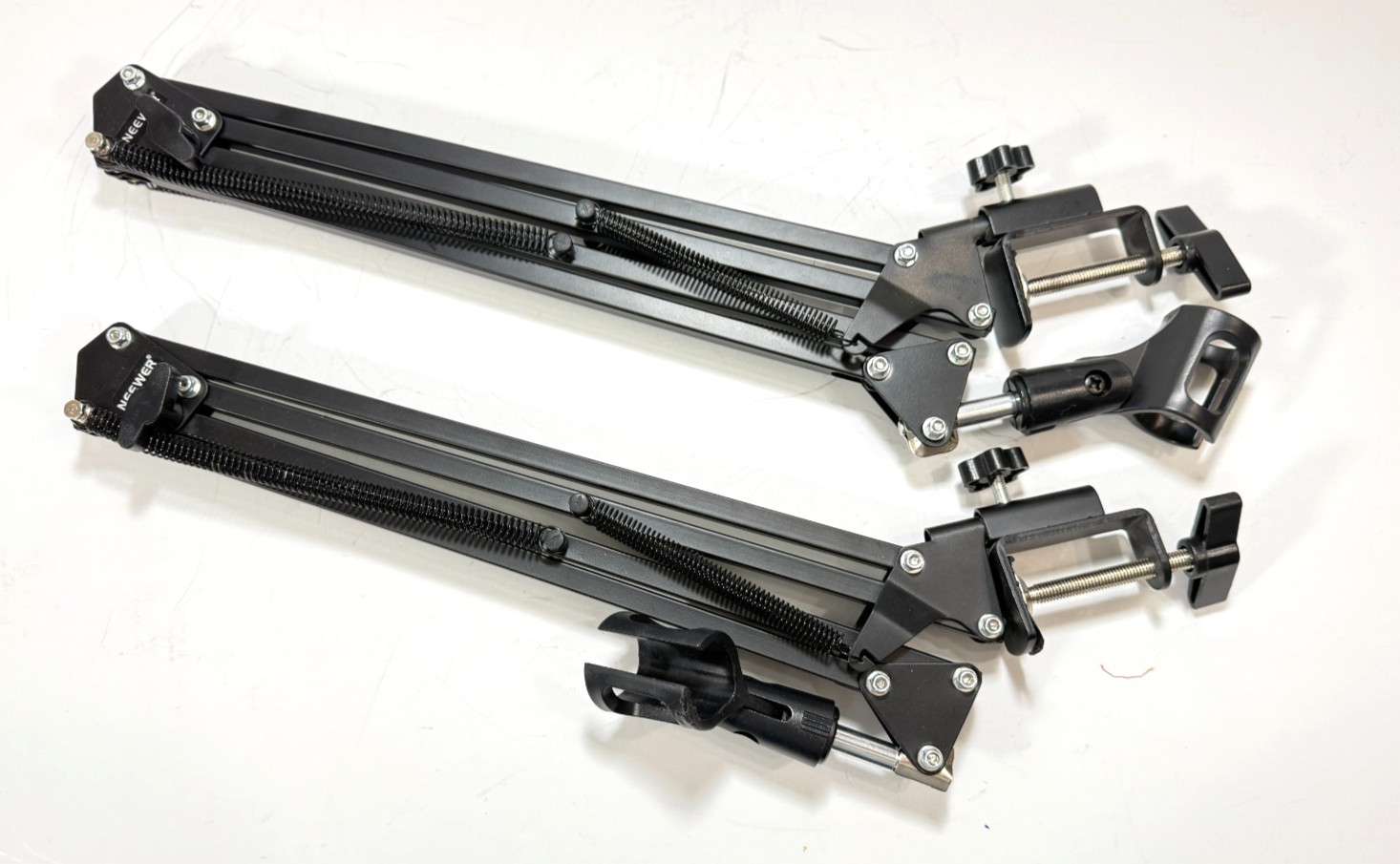 TWO NEEWER NW-35 Suspension Boom Scissor Mic Arm Stands - Complete - LN