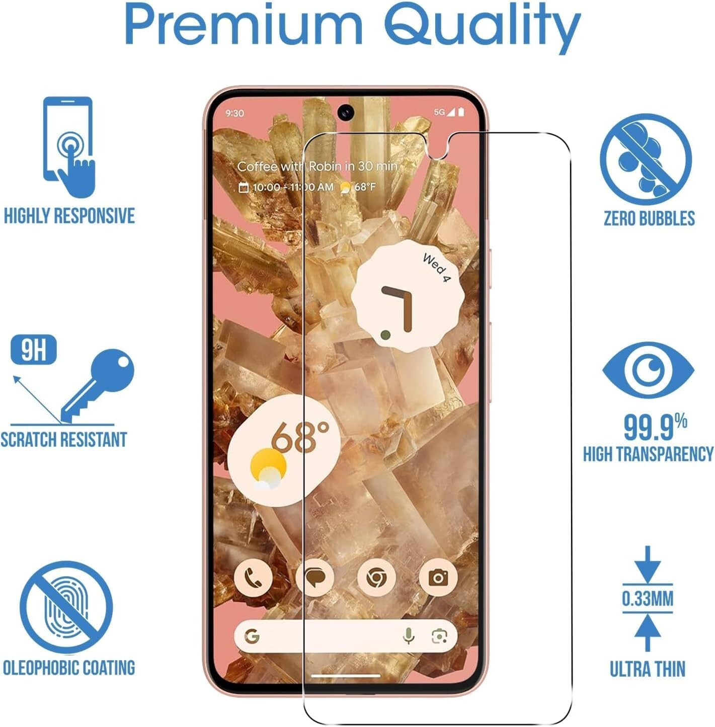 amFilm 3+1 Pack for Google Pixel 8 Screen Protector Tempered Glass