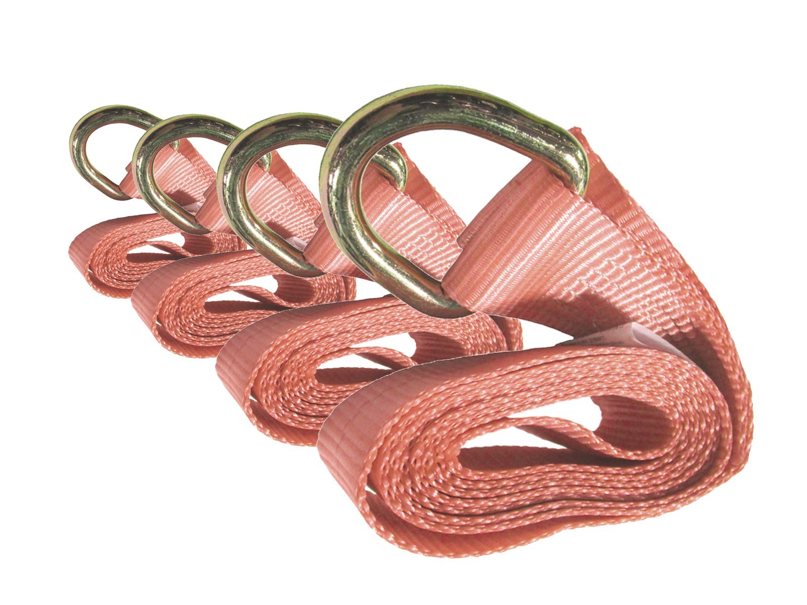 4 Pack 2" x 8' Lasso Tie Down Straps D Ring 3335 lb Car Hauler Red
