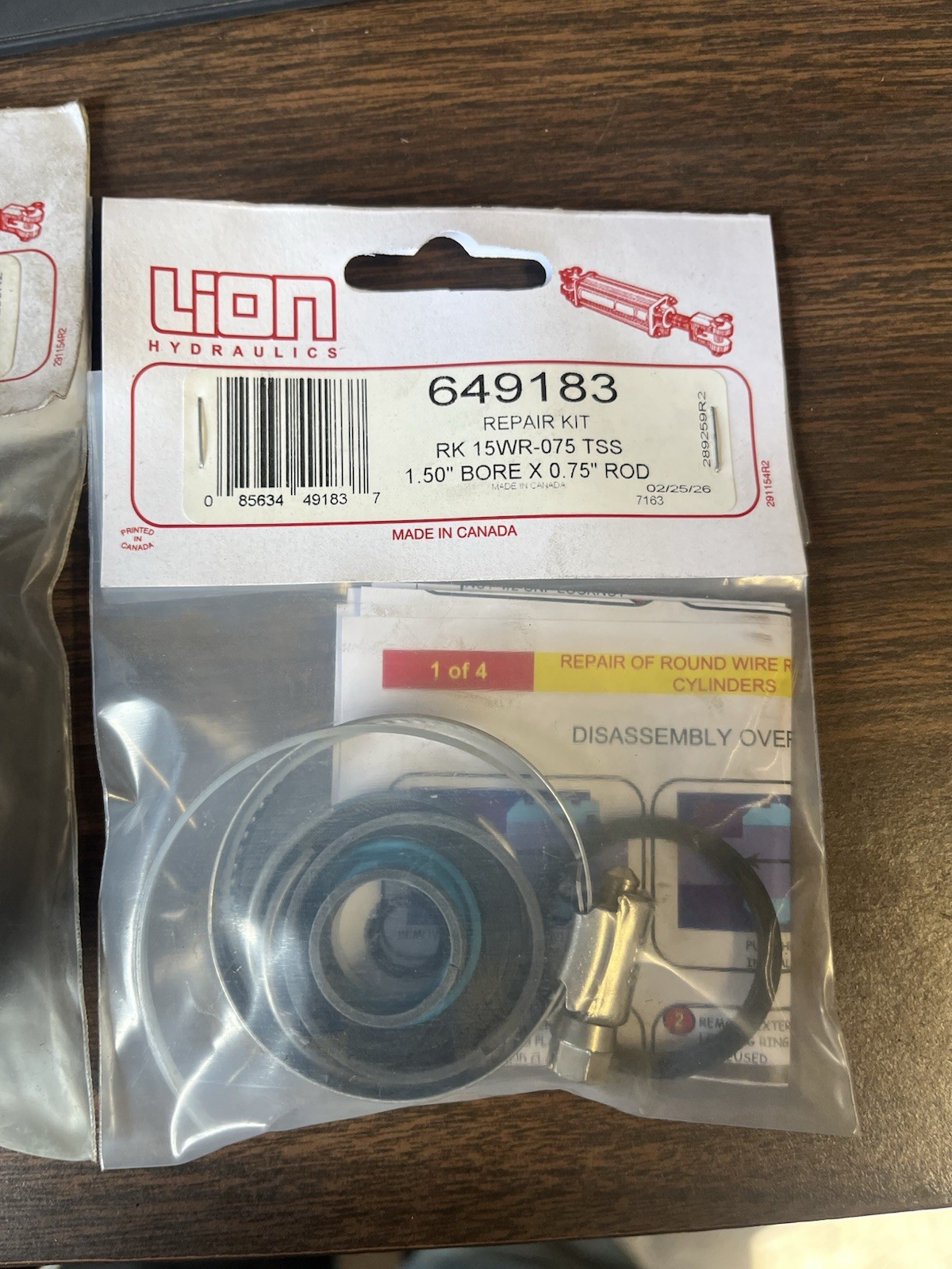 Lion Hydraulics 649183 Seal Repair Kit NOS RK 15WR-075