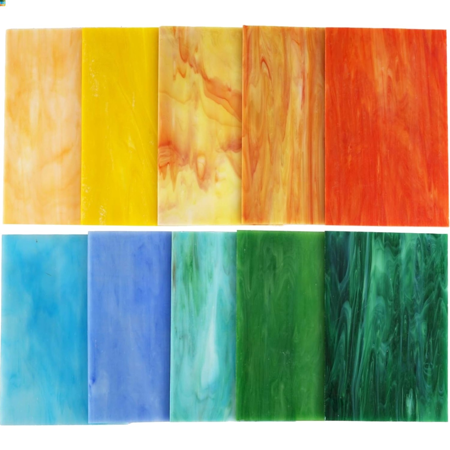 10 Sheets Variety Stained Glass Sheets Pack, 4 x 6 inch Large Cathedral Glass...