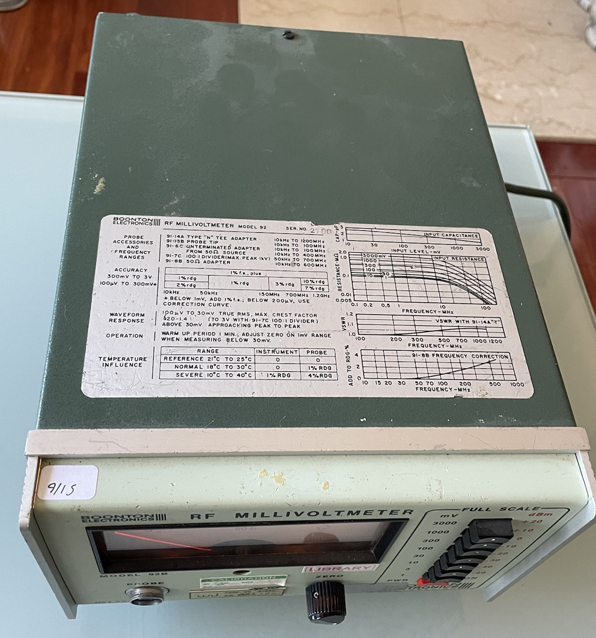 Boonton RF Millivolt Meter Model 92B No Probe Powers On As Is