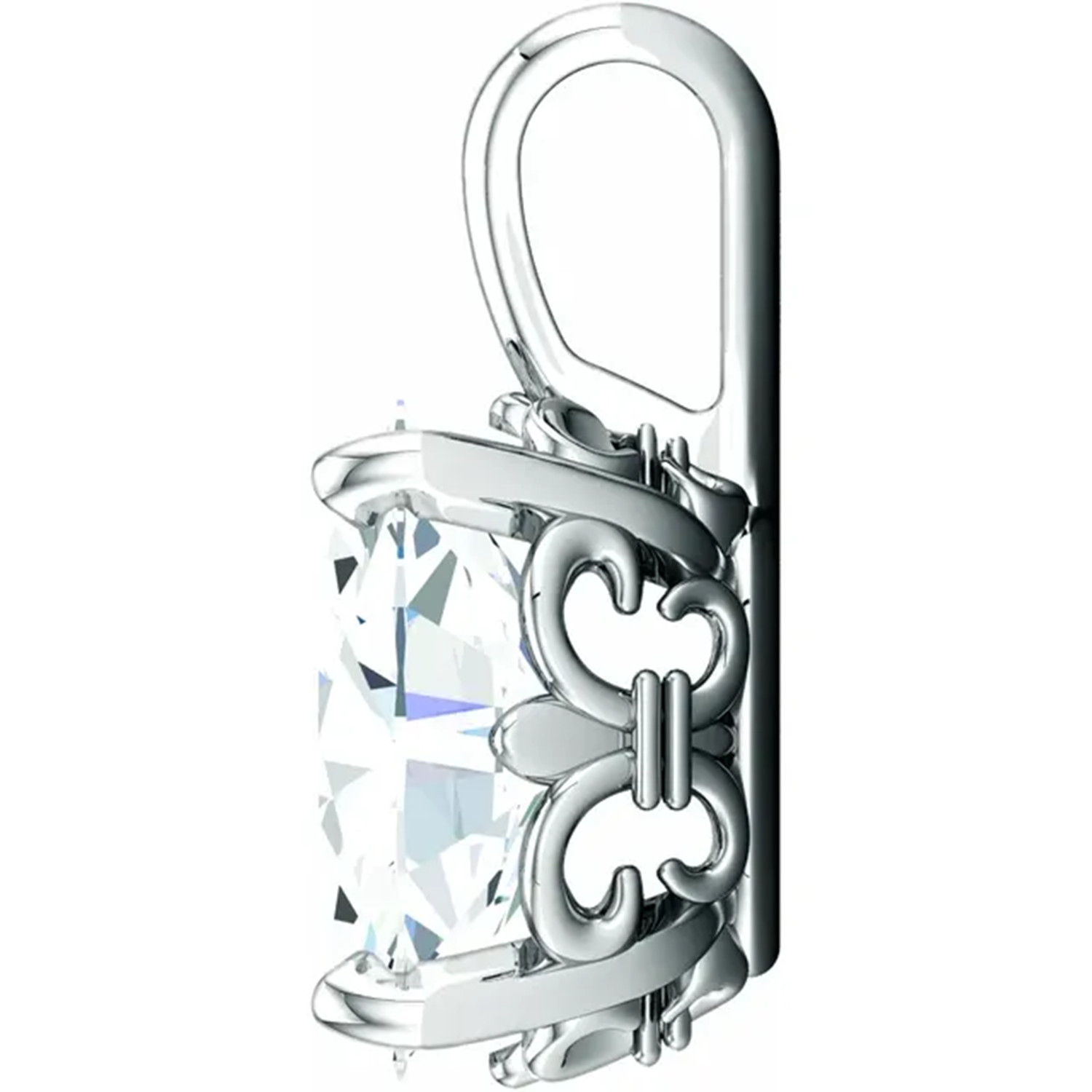 Pendant Mounting Oval Cut Solid 14K White Gold Fleur-De-Lis Design Setting USA