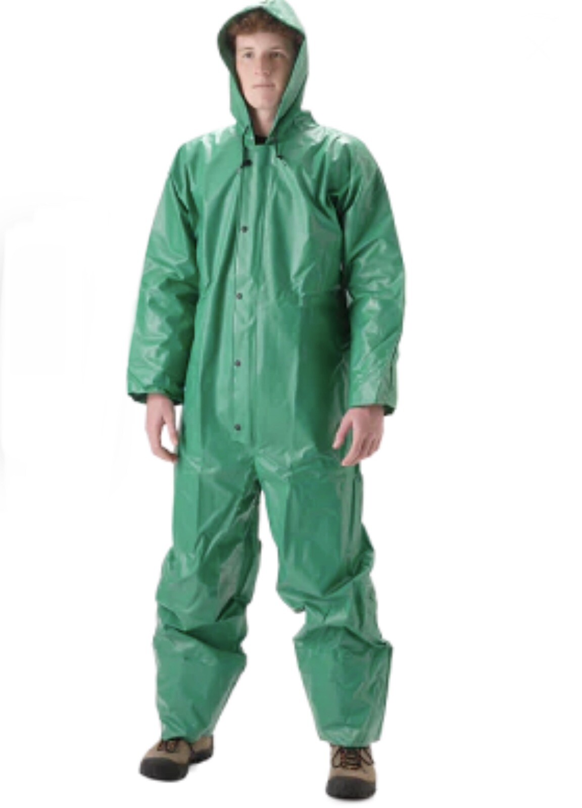MED NASCO Rainwear AcidBasic Coverall w/Hood 528CVG Green Jump Suit Waterproof