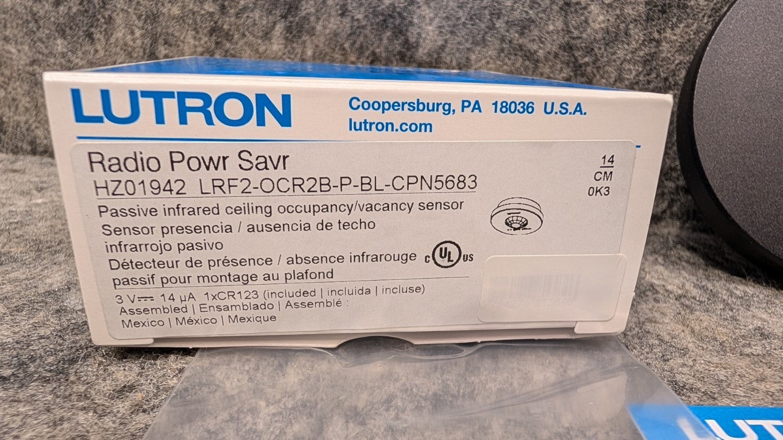 Lutron LRF2-OCR2B-P-BL (Black) Passive Infrared Ceiling Occupancy/vacancy Sensor