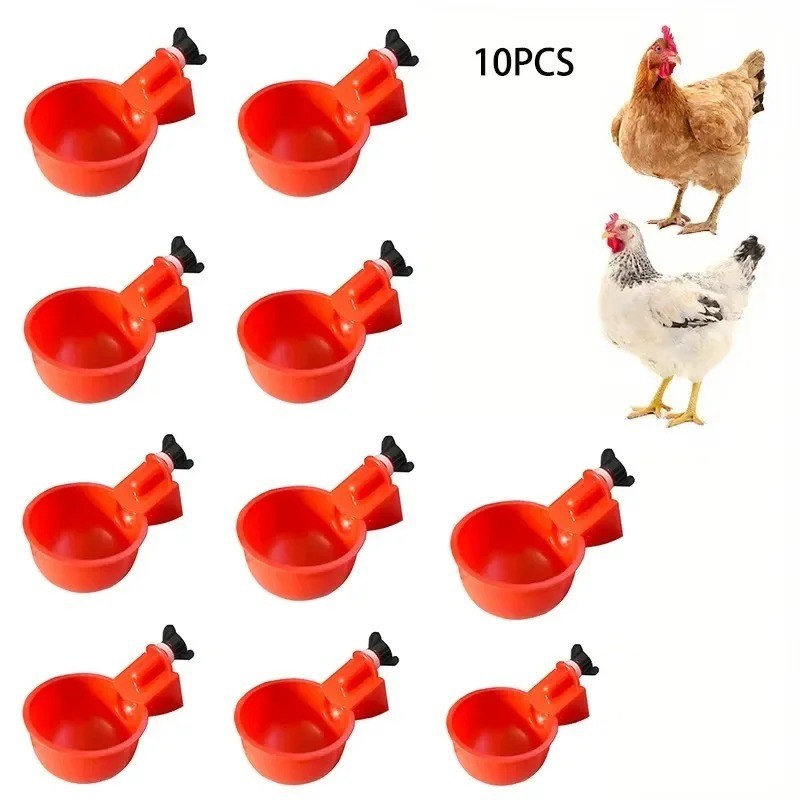 10 Automatic Chicken Water Cup Waterer Poultry Drinking Bowl Feeder Drinker Tool