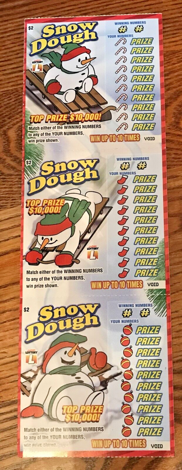Snowman Winter Sport Theme SV  Instant Lottery Ticket Set, 3 tickets