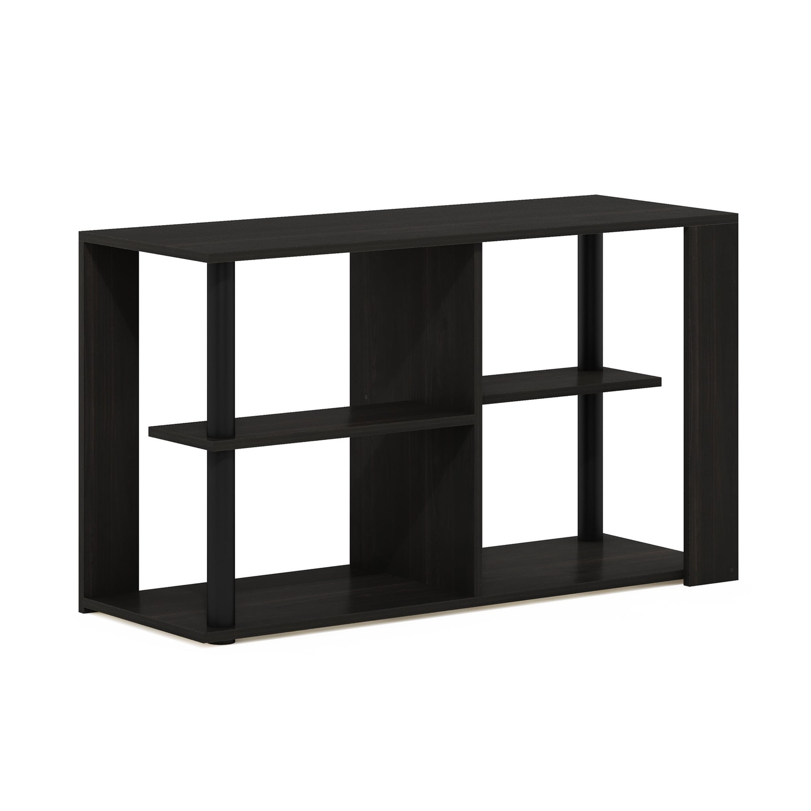Romain Narrow Coffee Table with Shelves, Espresso/Black
