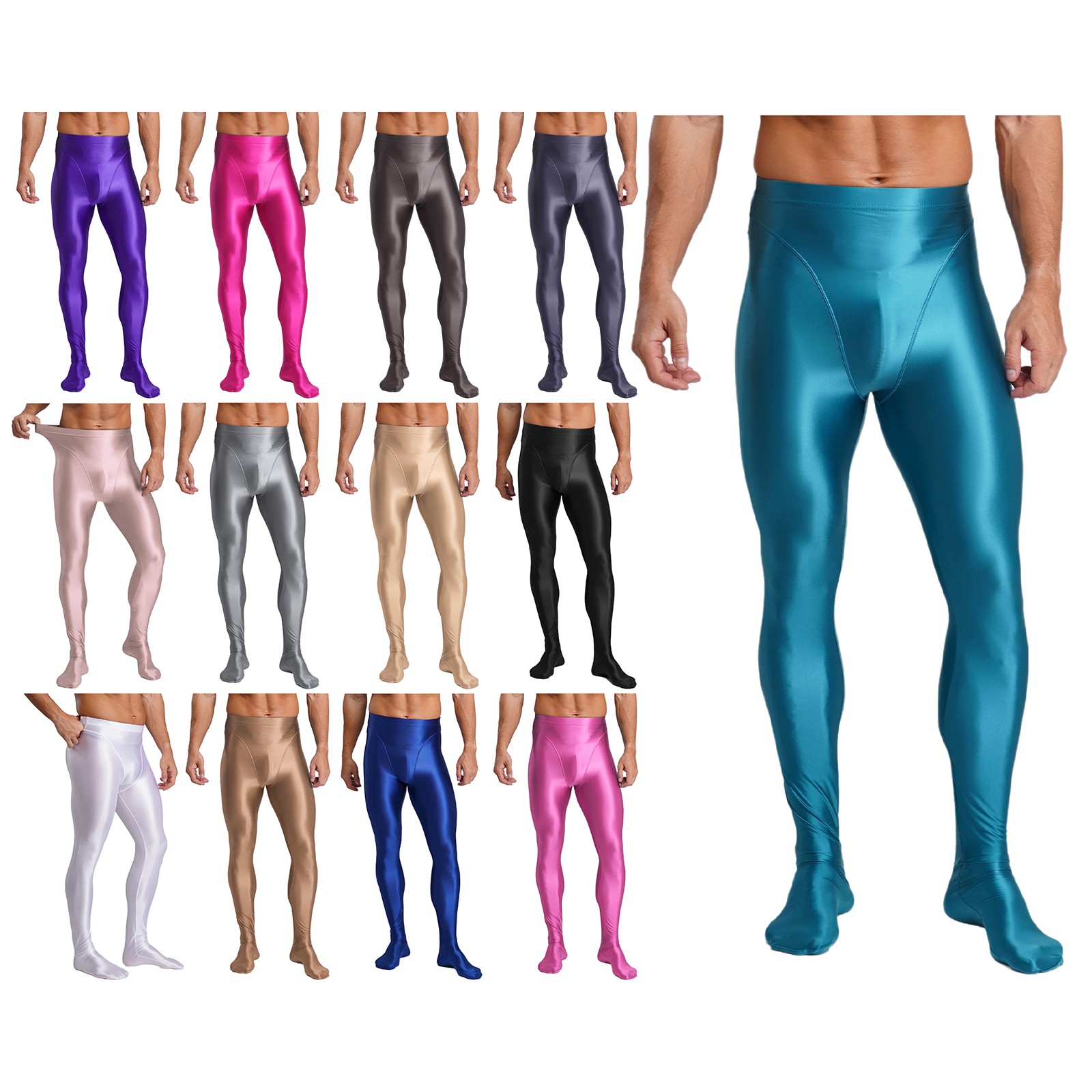 US Mens Panty Glossy Pantyhose Trousers Underwear Fitness Nightwear Clubwear Gym