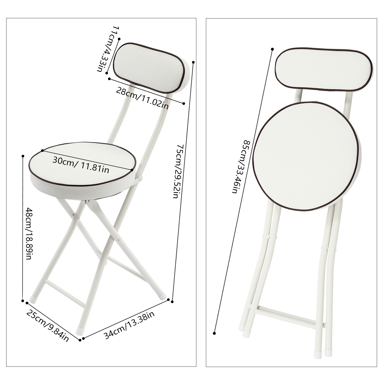 Upholstered Counter Stool 4pcs Bar Stool Portable Folding Kitchen Dining Chair