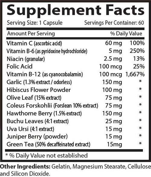BLOOD PRESSURE SUPPORT. ALL NATURAL FORMULA (1 Bottle, 60 Capsules)