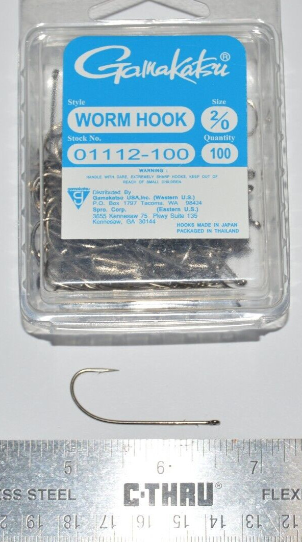 gamakatsu worm hook size 2/0 universal straight shank hook value pack 01112-100