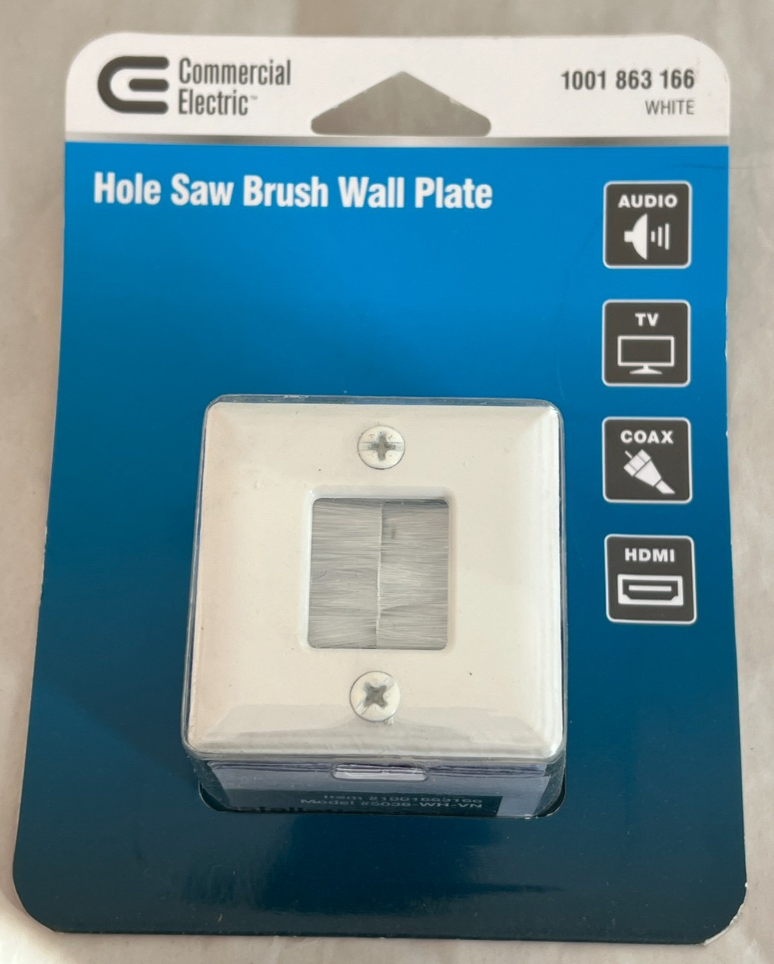 Lot of 5 - Brush Cable Wall Plate White Pass Through TV HDMI Audio Commercial El