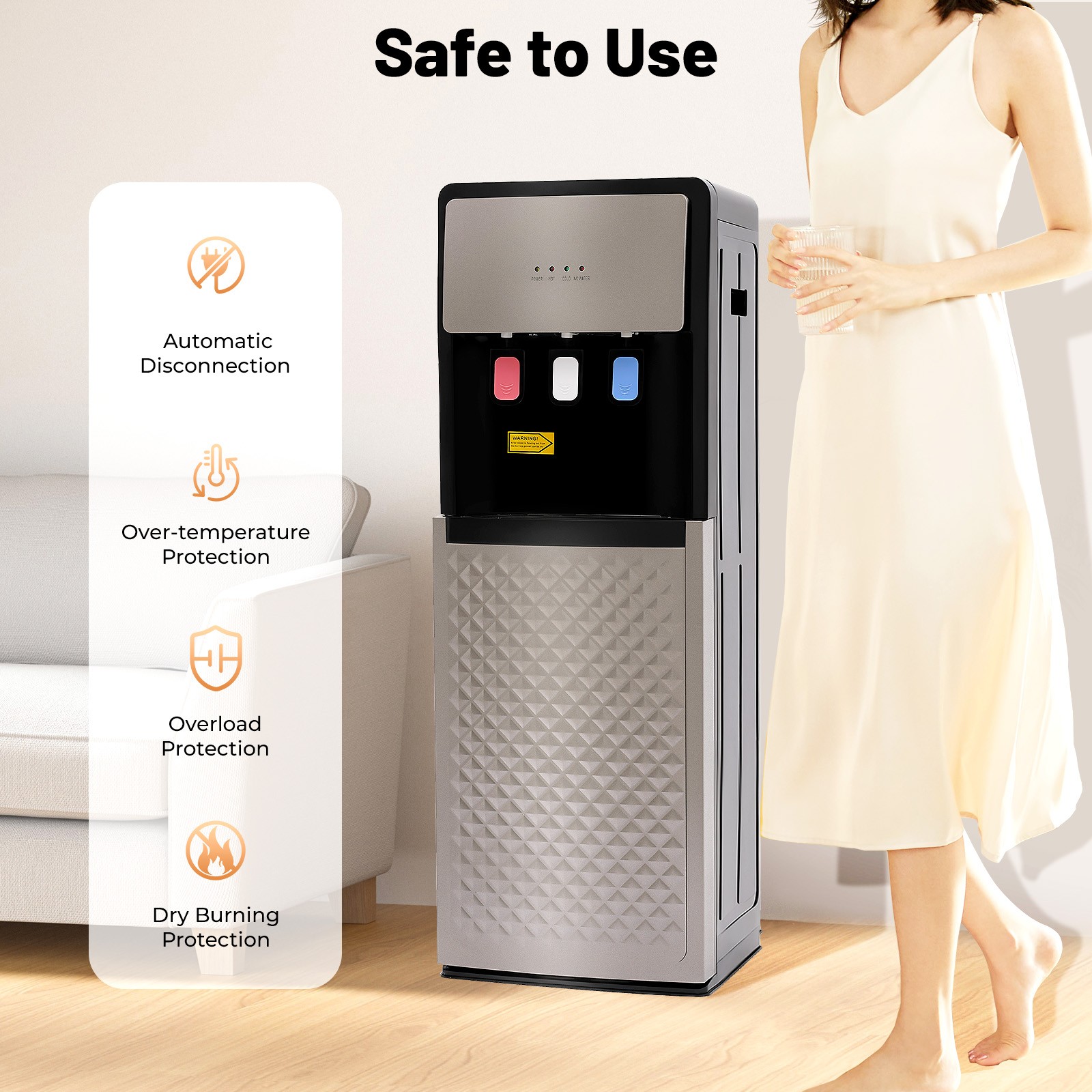 Bottom Loading Water Cooler Dispenser Hot & Cold Standing Water Dispenser