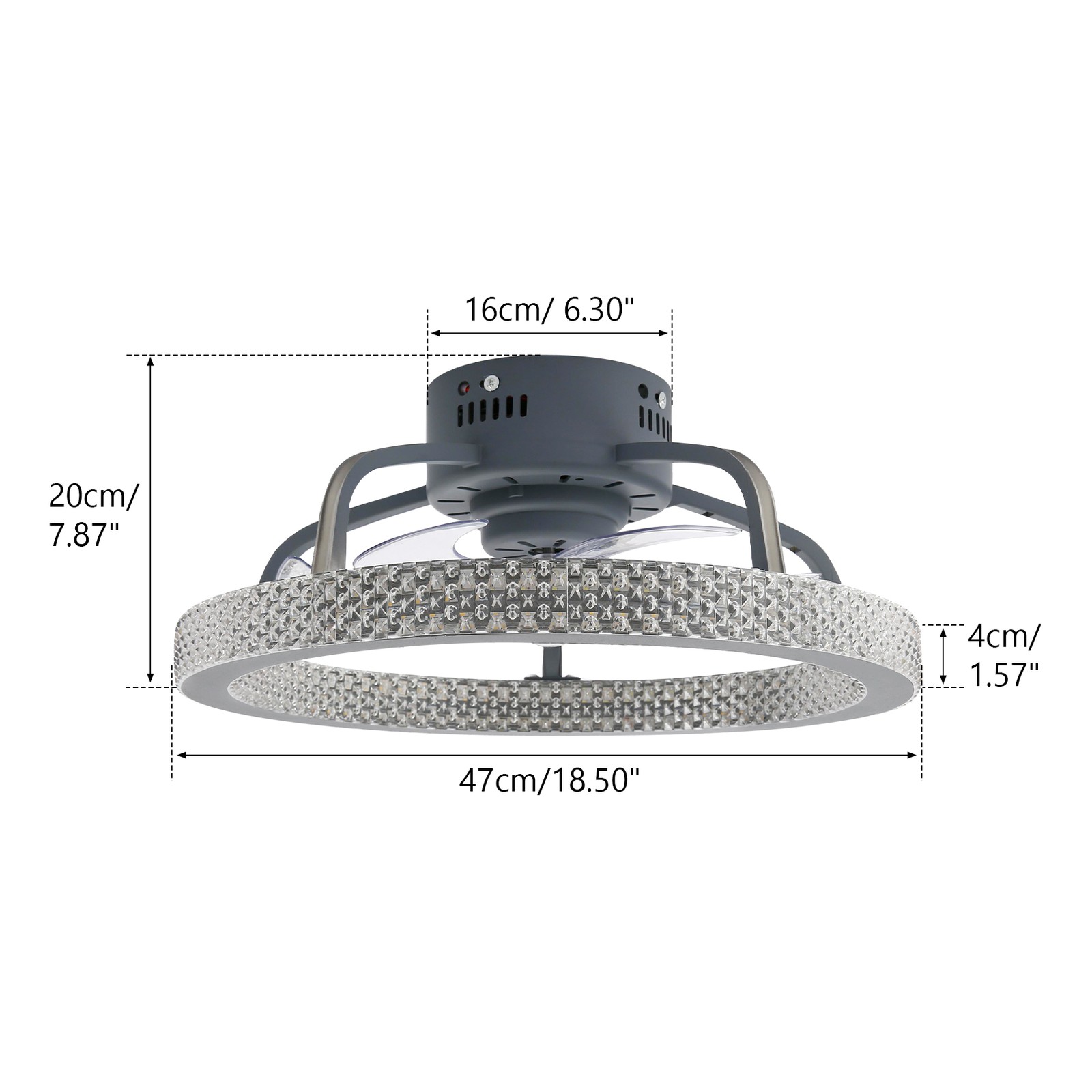 TCFUNDY RGB LED Ceiling Fan with Light App + Remote Control + Bluetooth Speaker