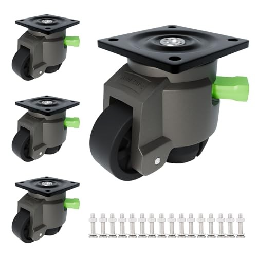 Leveling Casters Heavy Duty, 4-Pack with Tool-Free 60F-leveling casters