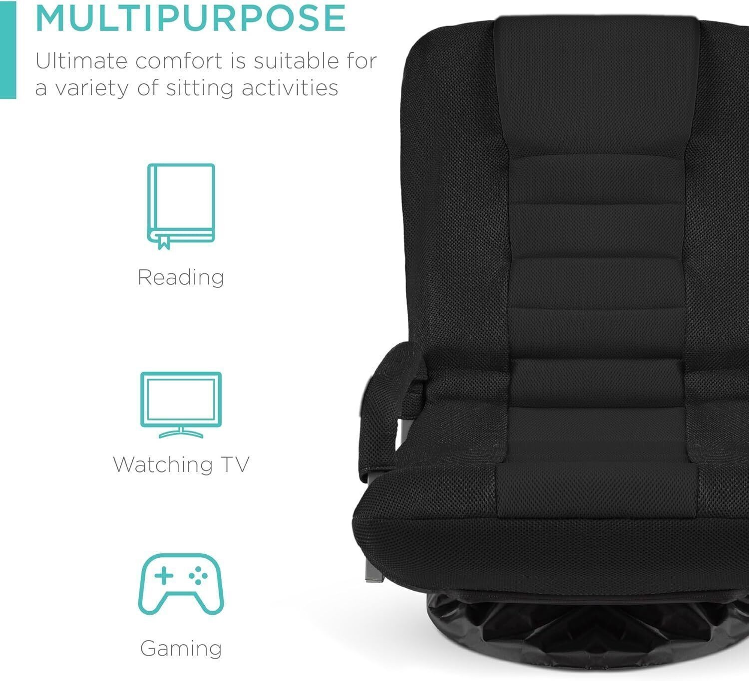 Adjustable 360 Degree Swivel Gaming Chair Floor Chair Rocker w/Lumbar Support
