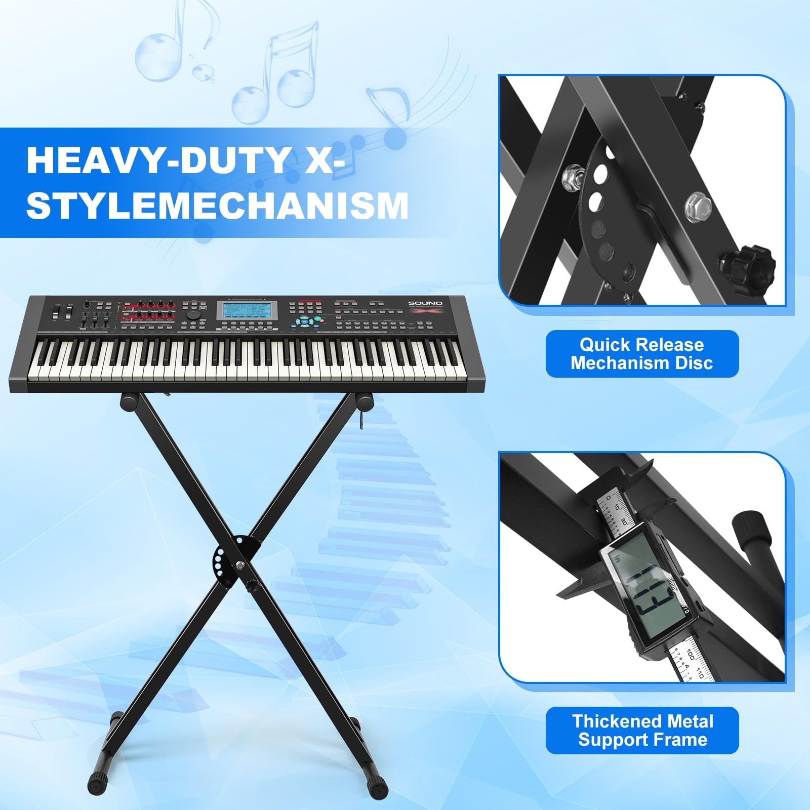 Height Adjustable Keyboard Stand With Quick Release Mechanism - Double X Foldabl