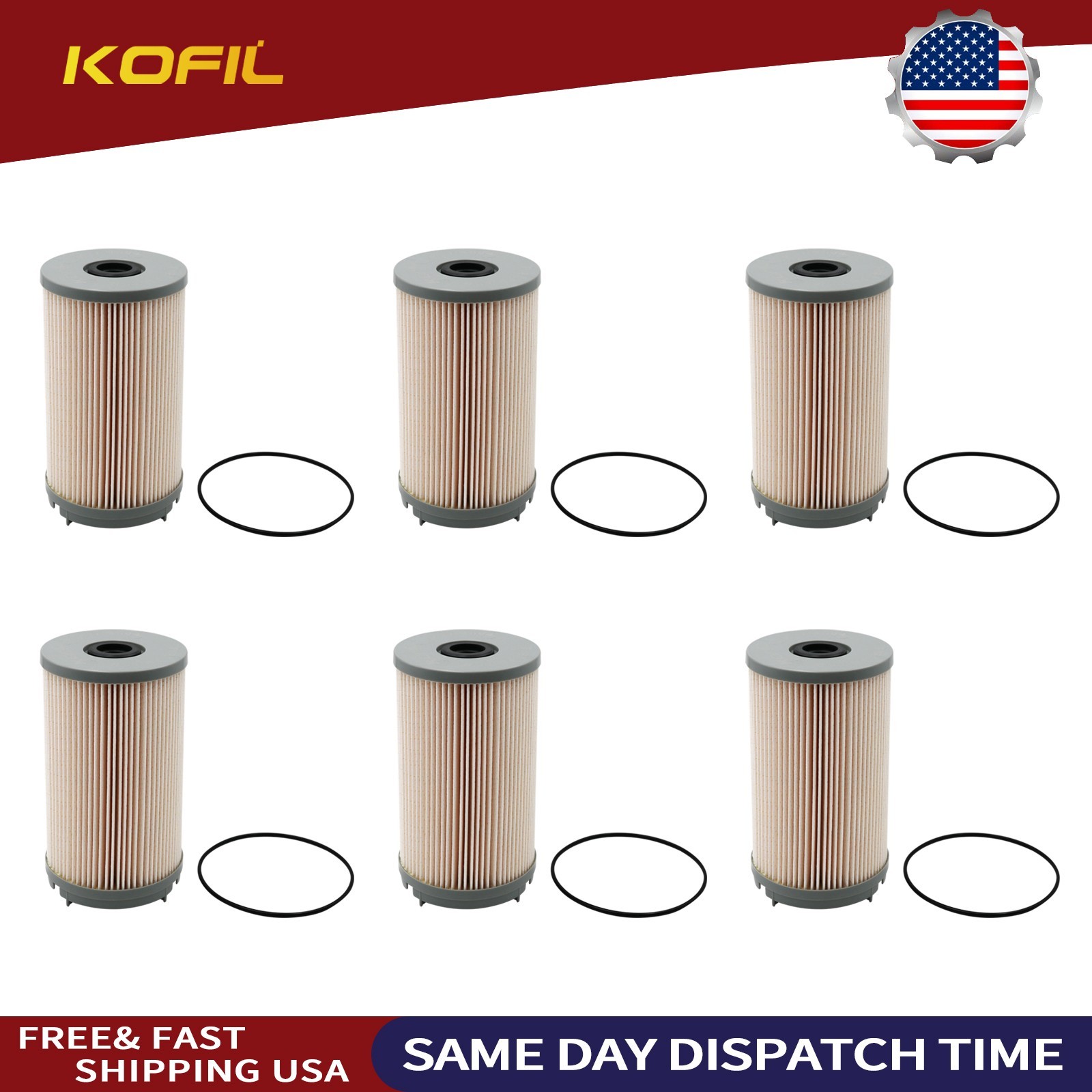 6PCS K37-1004 Replace Fleetguard FS36401 Fuel/Water Separator P557004 PF9928