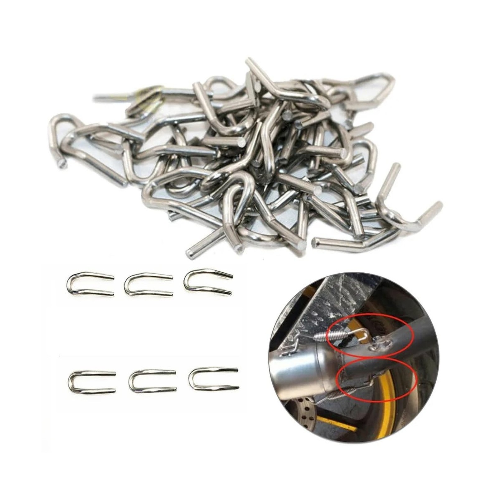 6 Pack Motorcycle Exhaust Springs U Hook Replacement Welding Hooks Loop Tabs ...
