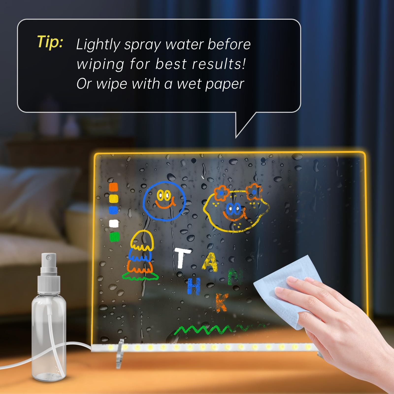 LED Note Board with 7 Colors, Includes Adapter, 13"x10" Led Drawing Board for...