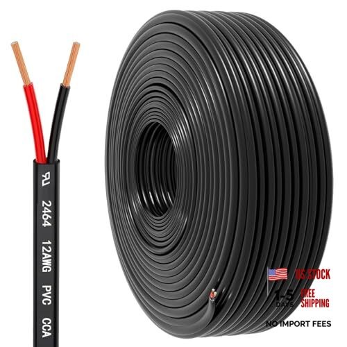 12 Gauge Wire 2 Conductor Electrical Wire, 12 AWG 3.3mm² Wire PVC 30FT 12AWG