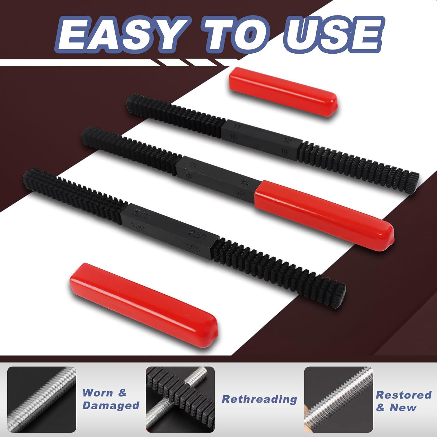 3Pcs Thread File Set, Thread Restorer File Set, Thread Restoring Chaser Files...