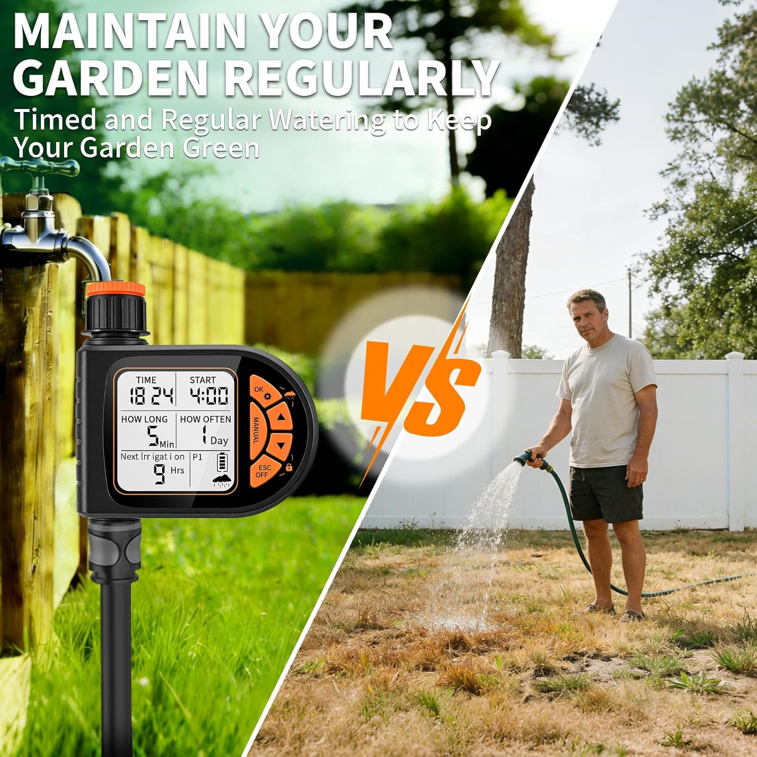 Sprinkler Timer for Garden Hose - Programmable Irrigation Timer with Rain Delay,
