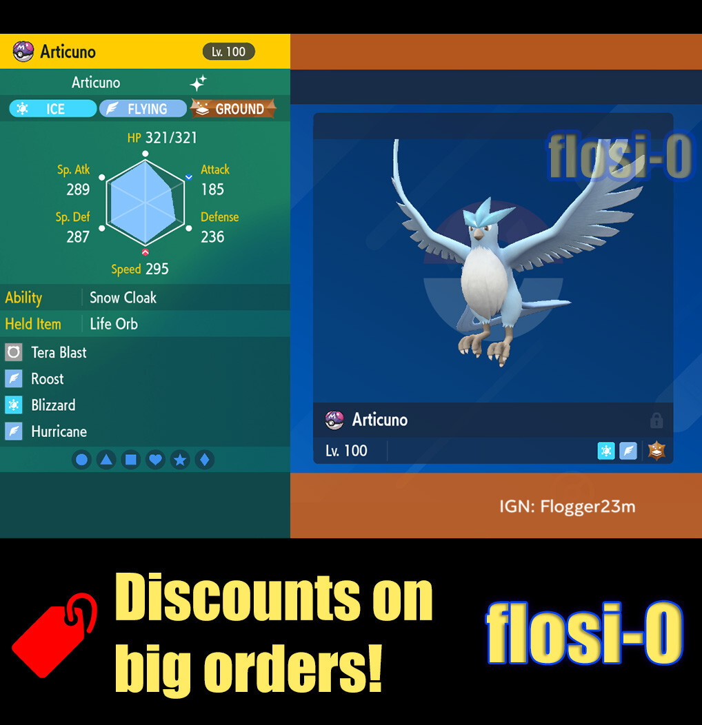 6IV Shiny Articuno Pokemon Scarlet and Violet