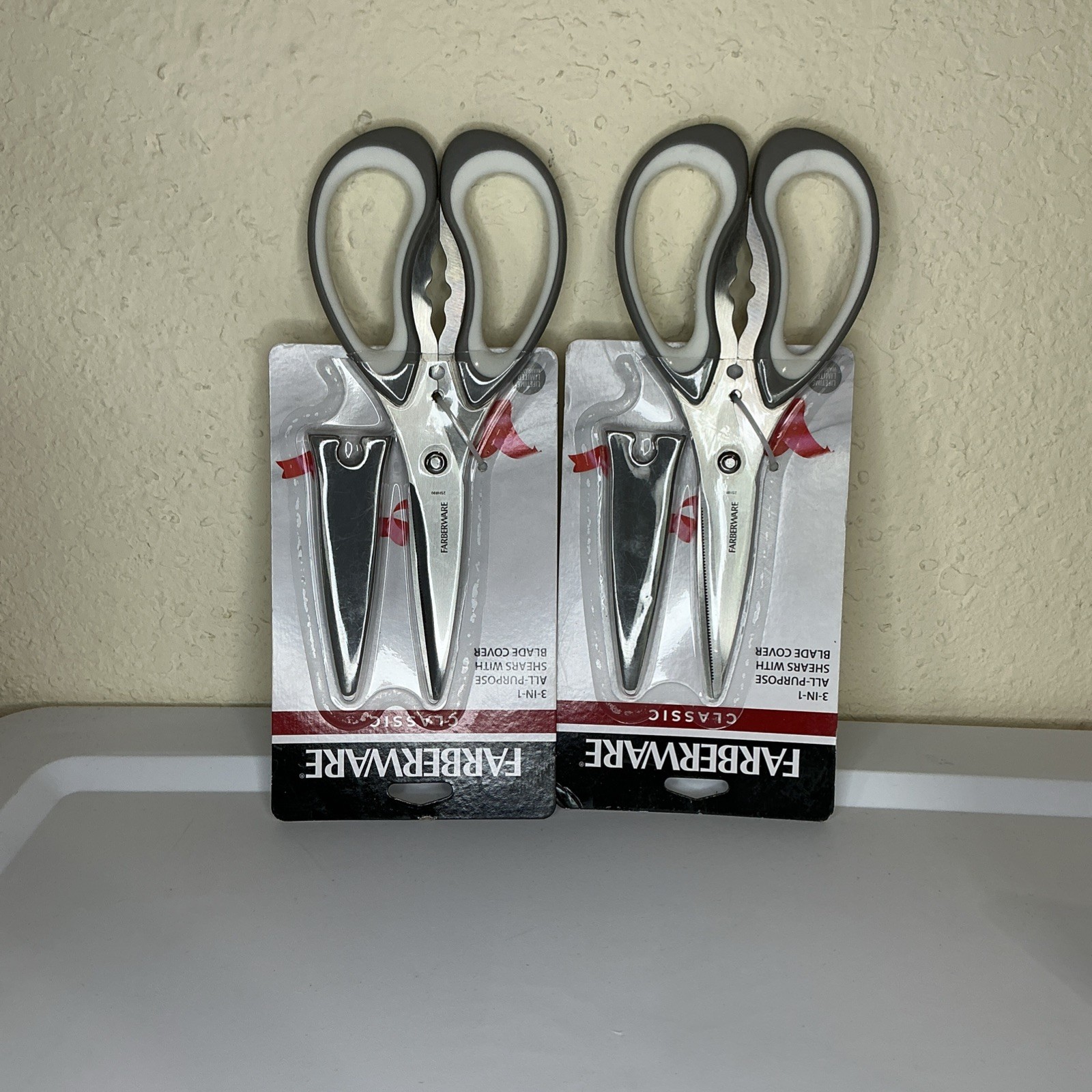 2 BRAND NEW-Farberware Classic 3-In‑1 All Purpose Shears W/ Blade Cover