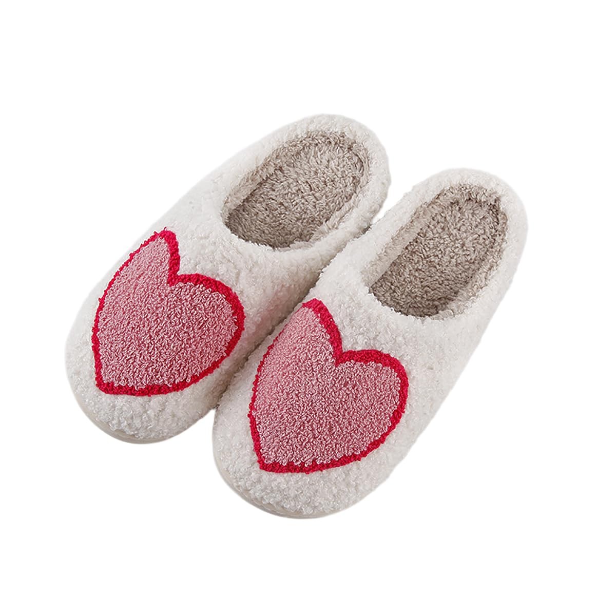 Haiding Valentines Day Slippers Fuzzy Love Heart Slippers for Womens Mens Win...
