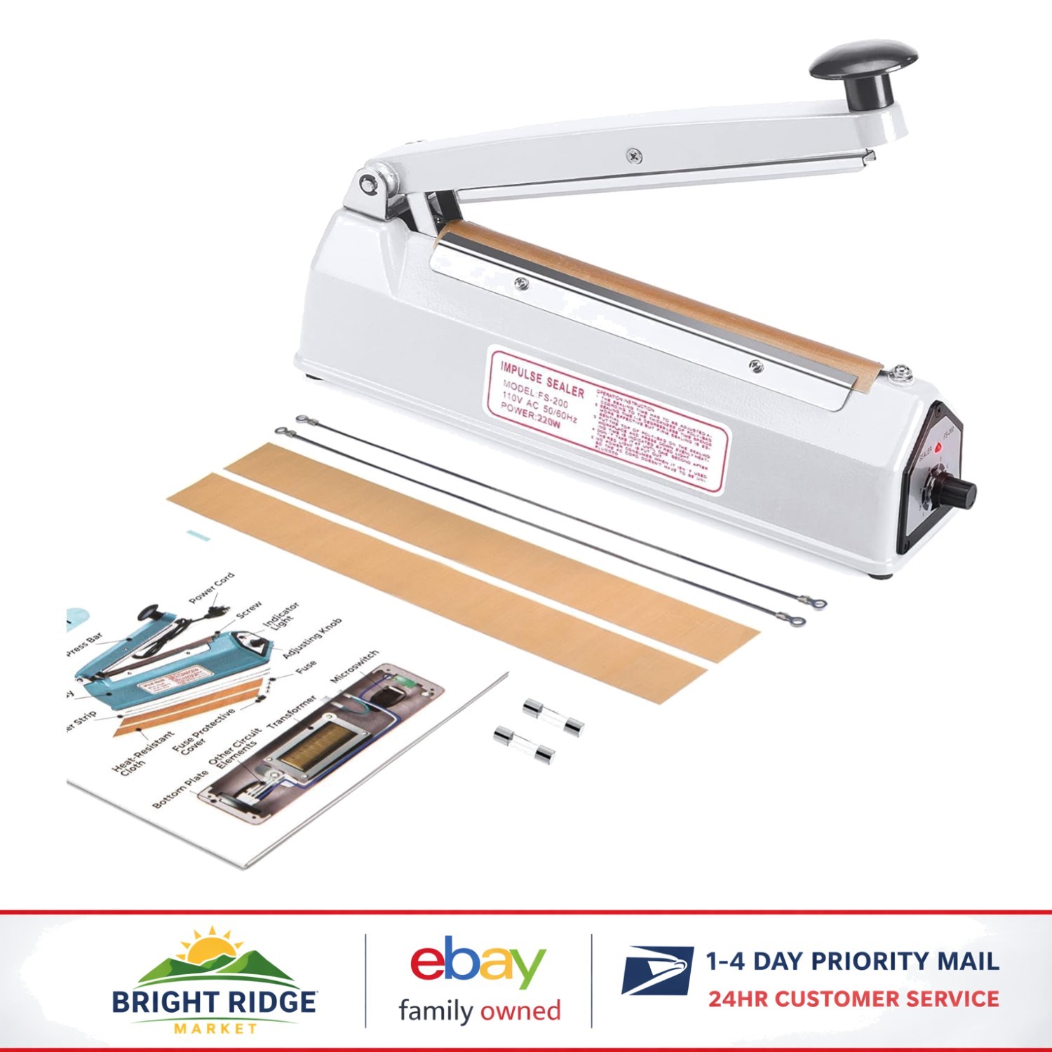 Heavy Duty 8 Inch Heat Sealer for Bags, Ideal for Home and Small Business Use