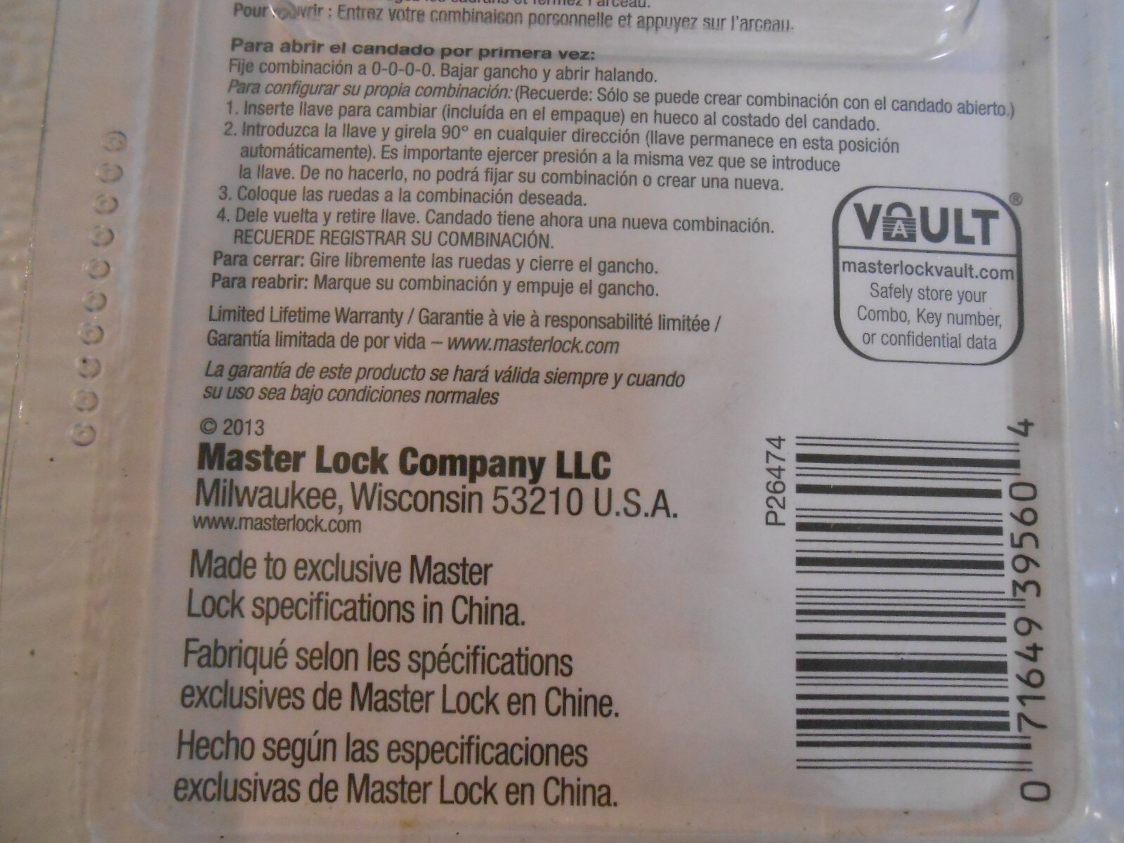 Master Lock Combination Padlock, Set your own combination, Sinlge Pack 175D 1"