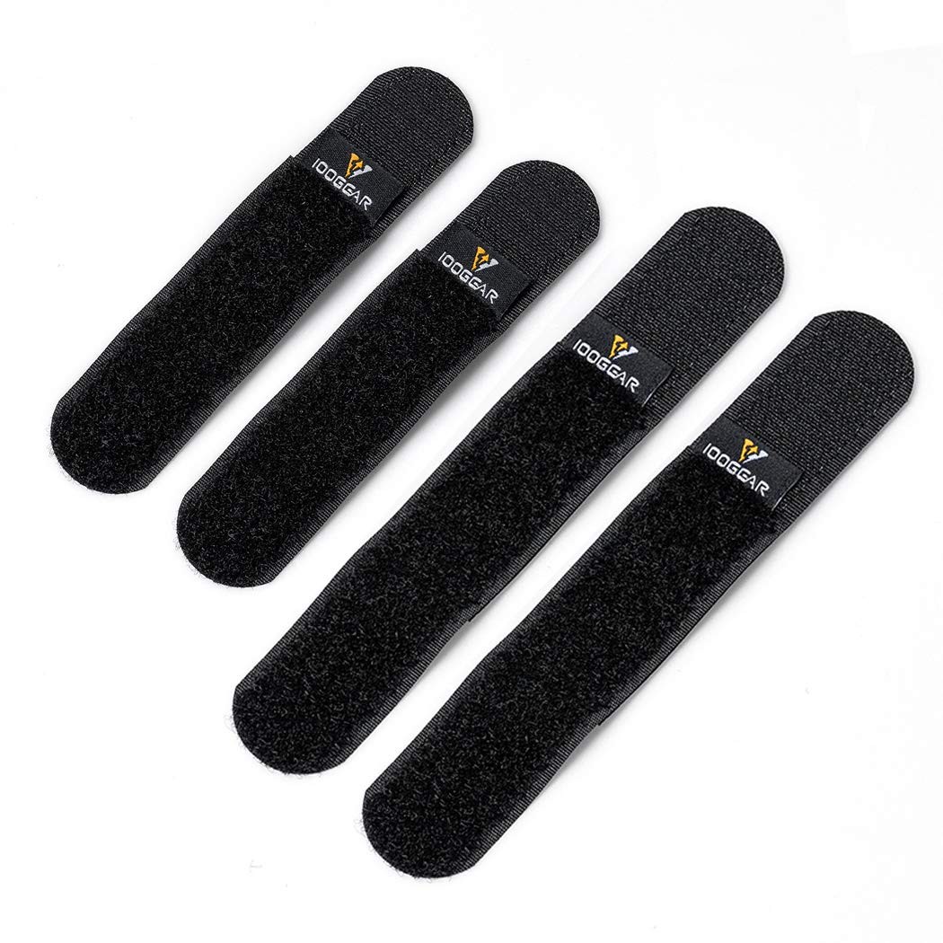 IDOGEAR Tactical Hook  Loop Reusable Straps Black - 2 Small + 2 Medium 4 pcs