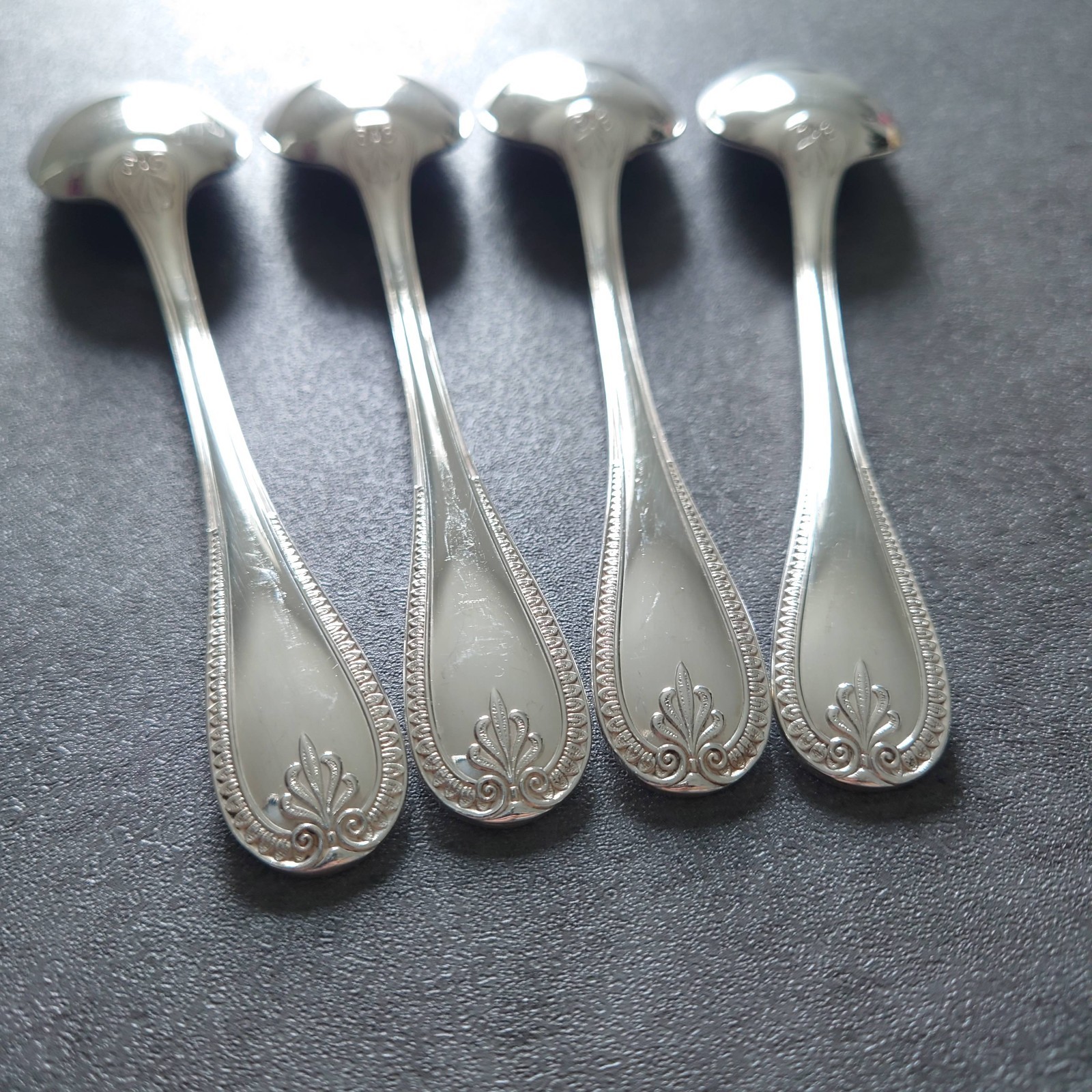 Christofle Malmaison 4pcs Silverplate Flatware Coffee Spoon Excellent