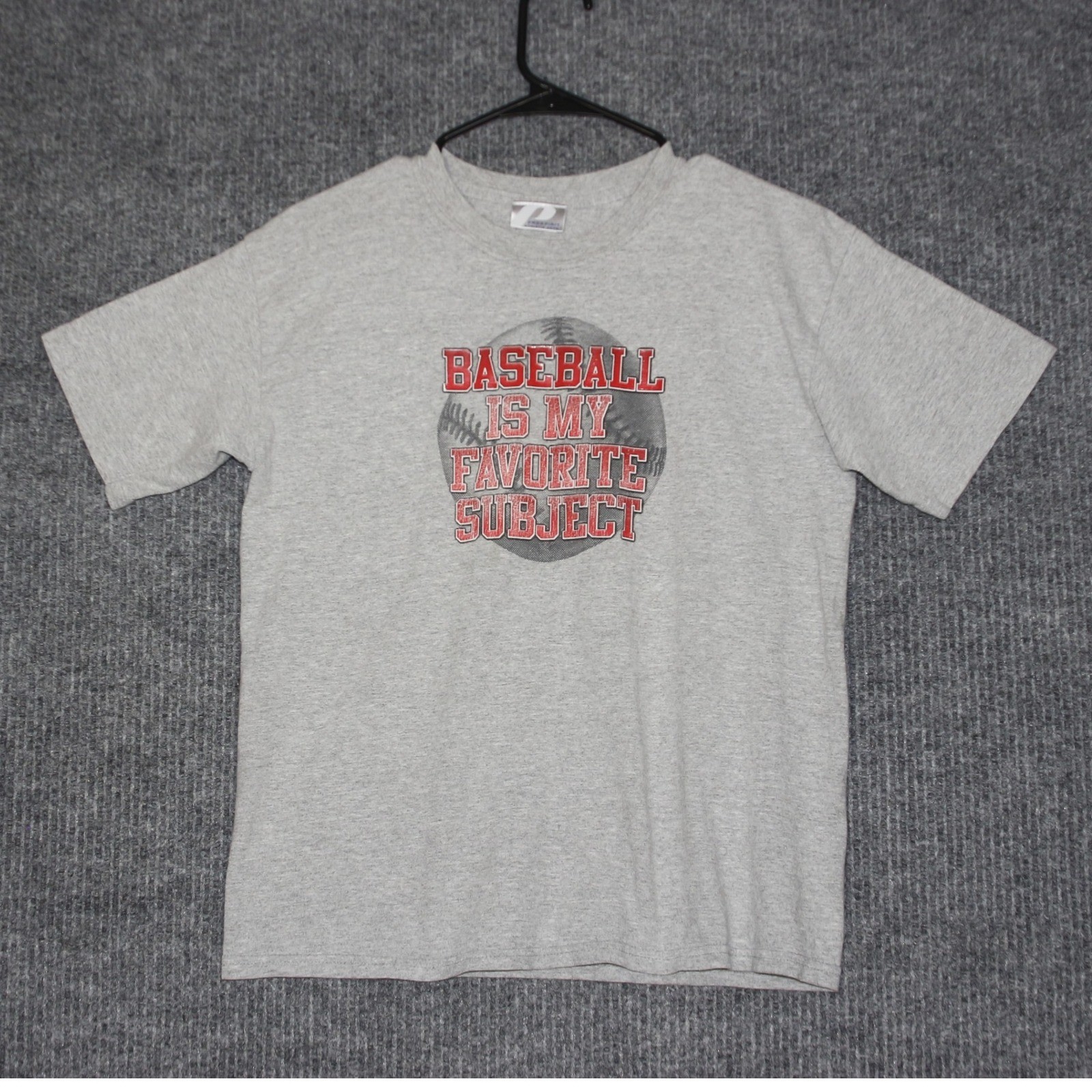 PROSPIRIT Athletic Gear Kids Gray Baseball Is My Favorite Subject T Shirt Size L