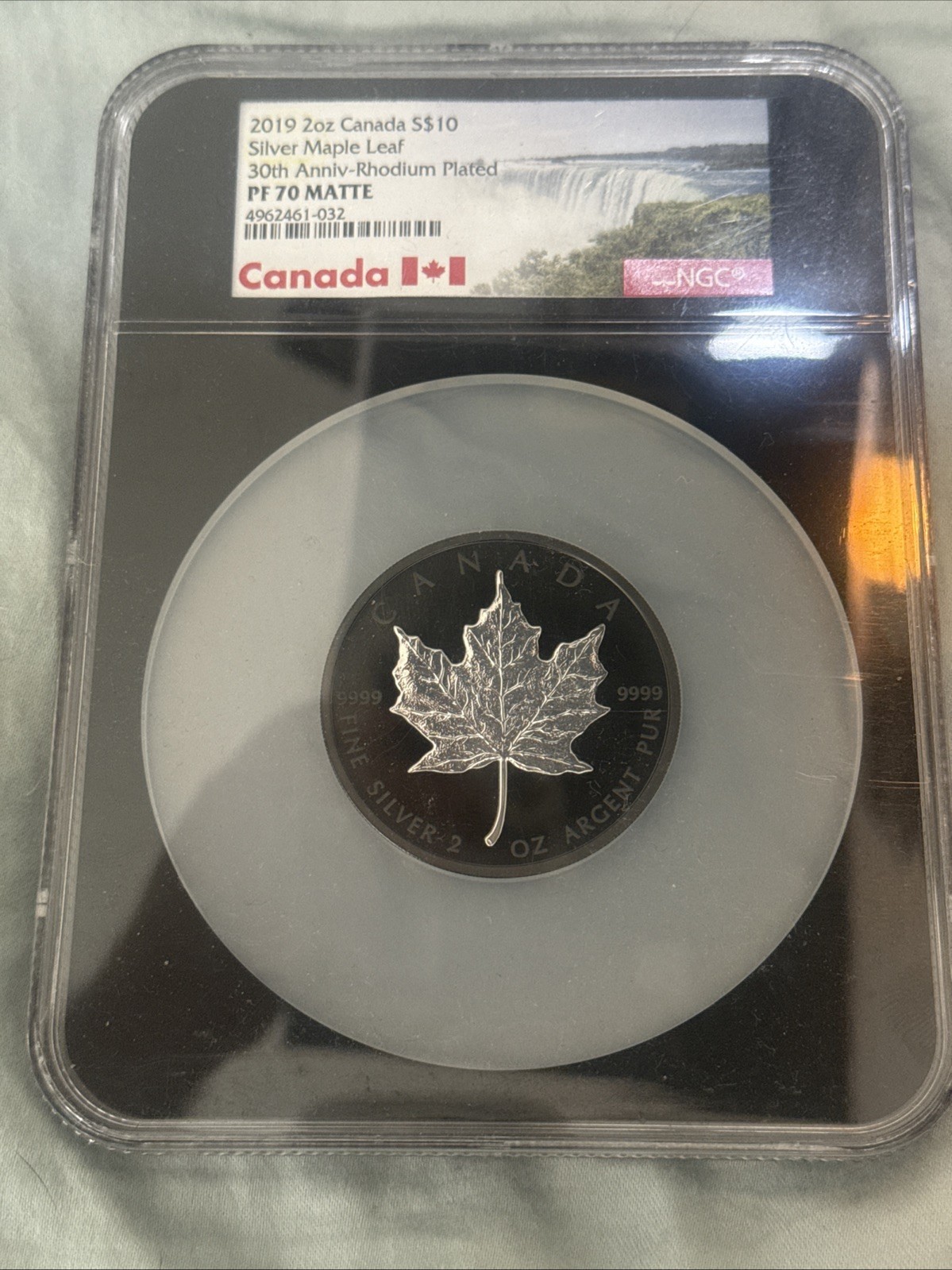 2019 Canada $10 Silver Maple Leaf Rhodium Plated PF70