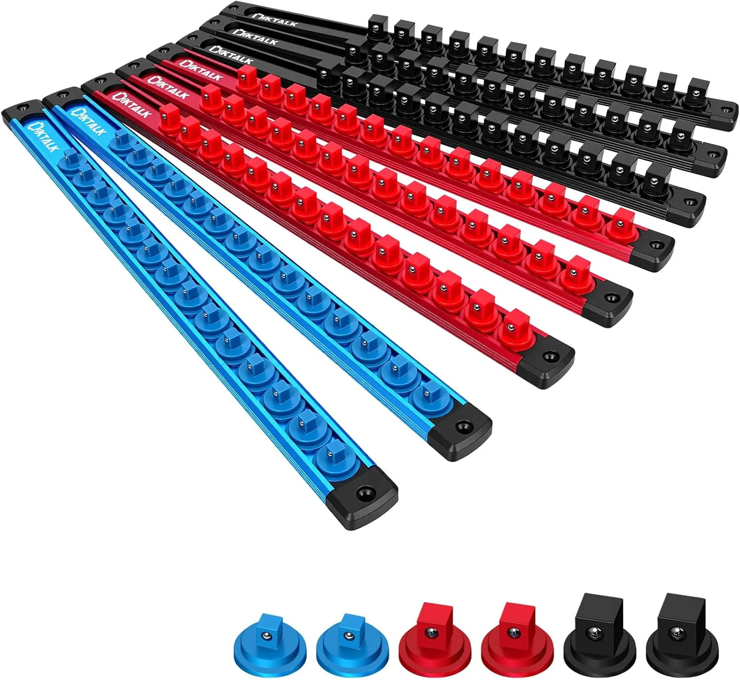 8PC Magnetic Socket Organizer Set, for 1/2″ 3/8″ 1/4″ Drive with 3 Black 3 Red 2